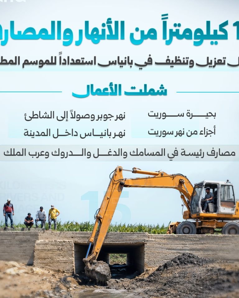 استعداداً للموسم المطري: تعزيل 15 كم من الأنهار في بانياس
