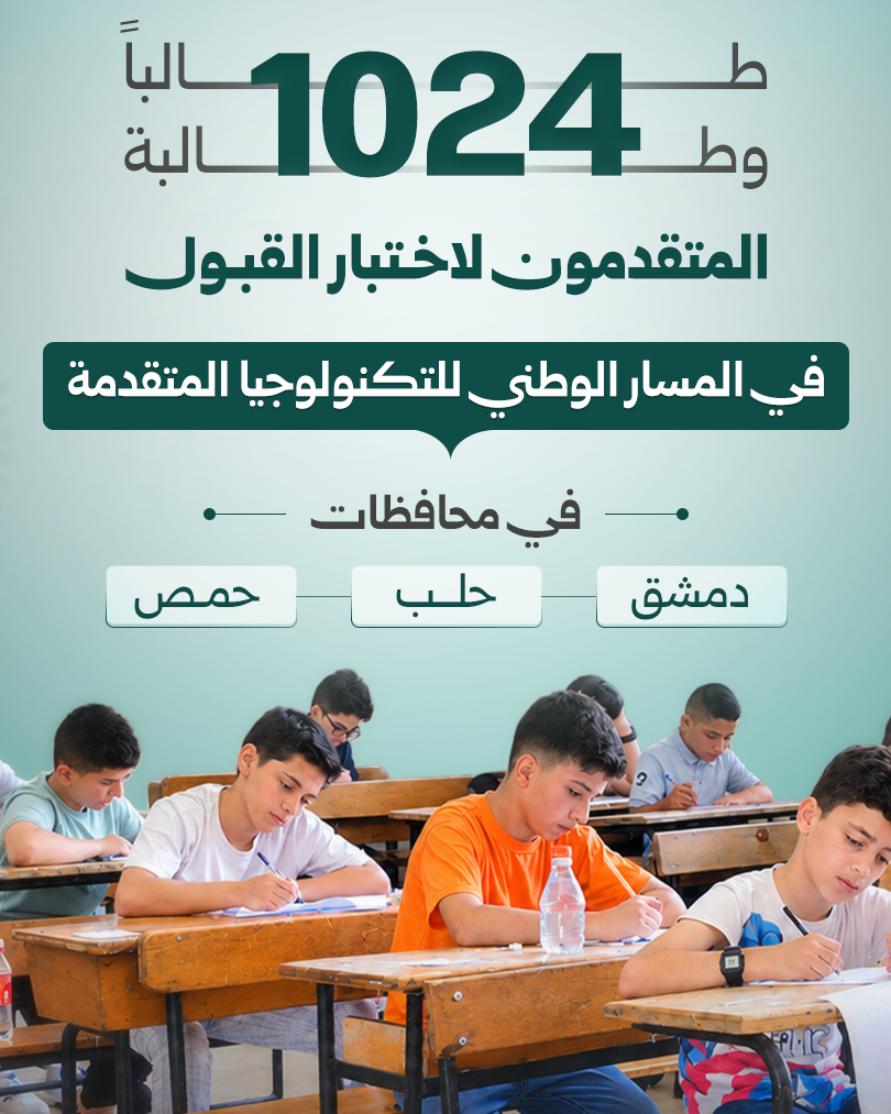 1024 طالباً وطالبة يتقدمون لاختبارات المسار الوطني للتكنولوجيا المتقدمة